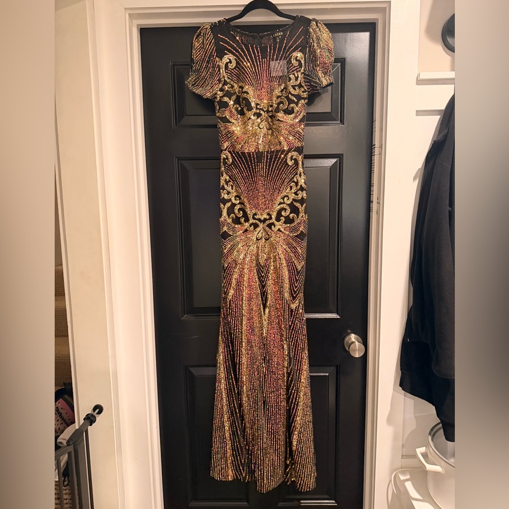 Gold and Black Maxi Dress